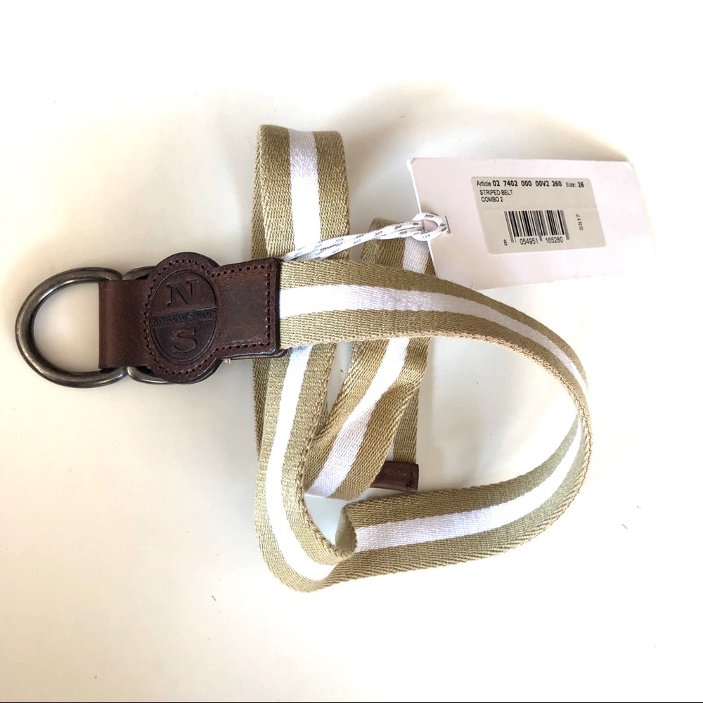 North Sails 26 Stripe Fabric Metal D-Ring Belt